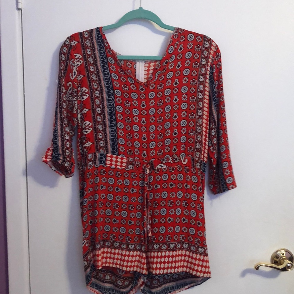 Multi colored romper- zip up back